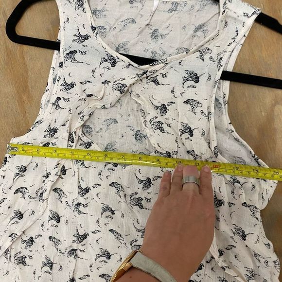 Free People Crinkle Printed Look Through Top in Tea Combo, Size XS, MSRP $68 - Picture 10 of 10